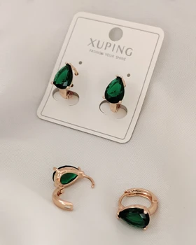 گوشواره حلقه‌ای نگین اشکی ژوپینگ
