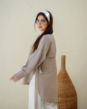 شومیز مانتویی بامشل لینن درجه یک