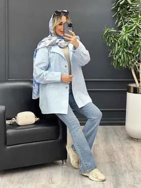مانتو لینن رنگی تک جیب