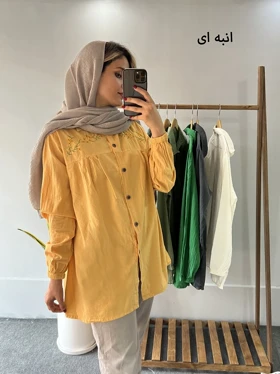 شومیز مانتویی لینن گلی