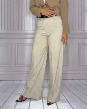 خرید شلوار بگ مخمل کبریتی کرم زنانه Women's Cream Corduroy Baggy Pants سایز بندی 40 تا 48 قد 107 کد 914105