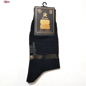 جوراب ساق بلند مردانه مدل پنبه‌ای مشکی ضیاکو کد 5198-337-1-2 بسته 2 عددی