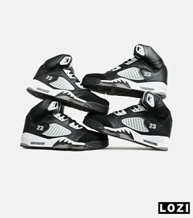 کتانی ساق‌دار زنانه و مردانه مشکی سفید Nike air jordan 5