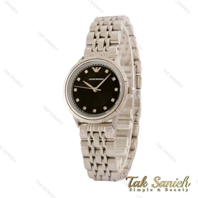 ساعت زنانه امپریو آرمانی سیلور صفحه مشکی شماره نگین Armani-5440-L