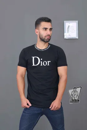 تیشرت مشکی یقه چاپ DIOR