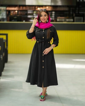 مانتو پیراهنی زنانه دکمه چوبی کد815
