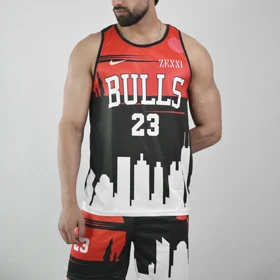 ست رکابی و شلوارک ورزشی مردانه شیکاگو بولز مدل PY-2B1926 مشکی