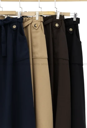 دامن کتان کج راه کد1004443