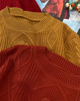 پلیور بافت گل برجسته لوزی کد 5438