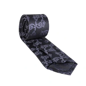 ست کراوات و دستمال جیب مشکی بته جقه 98123