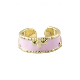 انگشتر دخترانه طرح میناکاری (صورتی)