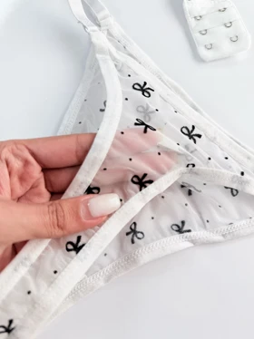 ست شورت و سوتین فنردار تور طرح پاپیون