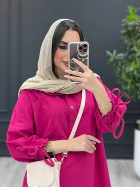 مانتو جلوبسته آستین گت دار