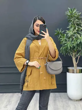 مانتو لینن جیب سگک دار