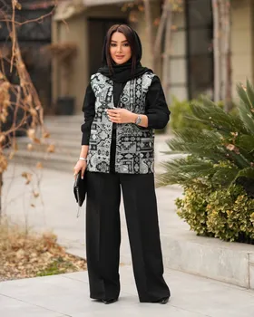 ست سه تکه وست شومیز شلوار نیم بگ مدل آرام کد 2711