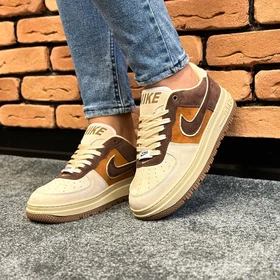 کتانی نایک ایرفورس ست مردانه زنانه nike air force رنگ کرم قهوه ای