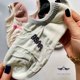 جوراب زیر قوزکی تدی دو رنگ سوزندوزی پاکوک (خاکستری)