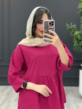 ست مانتو و شلوار جلو بسته چین‌دار