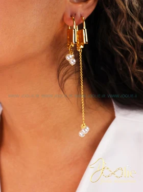 گوشواره طرح قفل و مروارید کد E1120