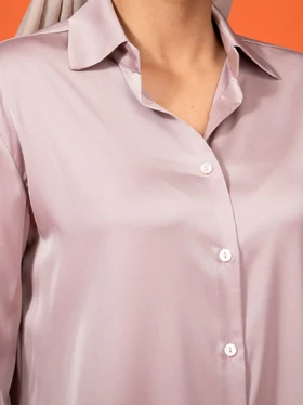 شومیز زنانه ساتن ساده دکمه صدف کلاسیک کژوال لاریسا