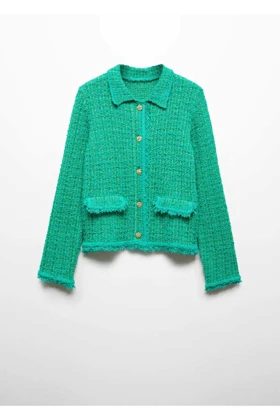 ژاکت کش باف پشمی زنانه اورجینال منگو mango