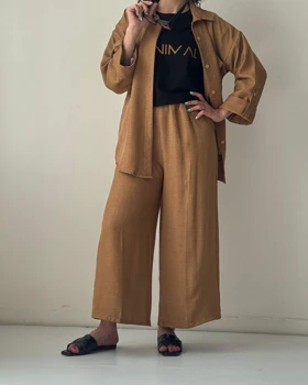 ست شومیز و شلوار کد 900081 (خردلی)