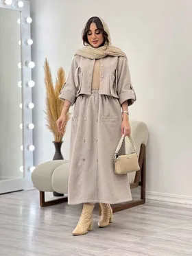 ست کت فوتر و دامن جیب‌دار