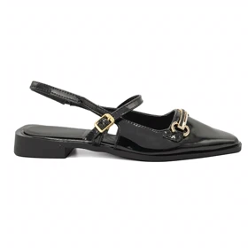 کفش کالج زنانه ورنی مدل Flat shoes - 0218 _ Black