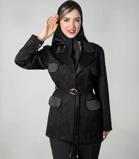 کت ژاکارد کمربندی کد 7