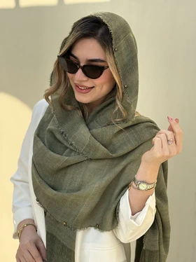 شال نخی حاشیه پرچ دار لارا کد 763