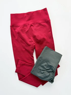 لگ ورزشی سیملس کبریتی پشت چروک کمر خط‌دار