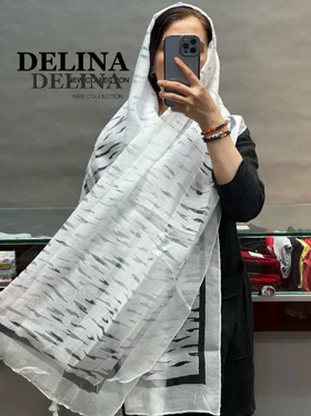 شال مشکی و سفید زبرا مجلسی