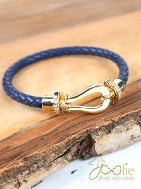 دستبند زنانه چرمی نگین‌دار کد B2223