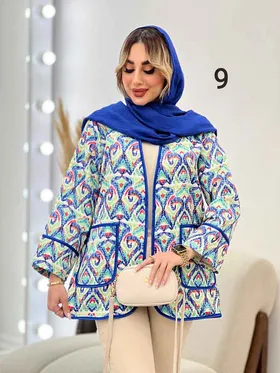 مانتو طرح دار نوار دوزی دو جیب