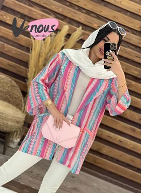 مانتو کتی راه راه یقه آمریکایی