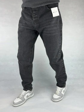 شلوار مام فیت مردانه ذغالی ساده 144