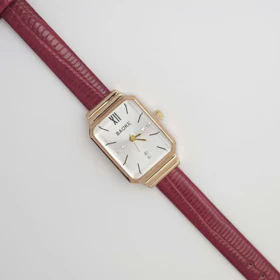 ساعت مچی زنانه باوک BAOKE بند چرمی ، اسپرت و روزمره با جعبه کادویی (قرمز)