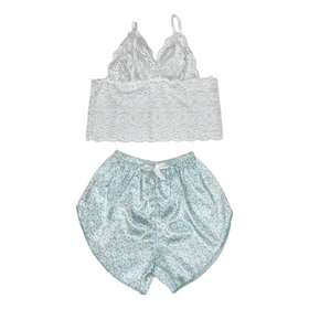 ست نیمتنه گیپور و شلوارک طرح بابونه 035