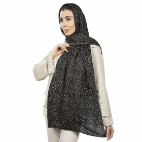 شال پلیسه طرح خال ریز زنانه - 39251735