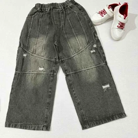 شلوار بگ زغالی زاپ‌دار XIYI