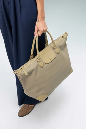 کیف دستی زنانه چرم مصنوعی دسته دار دیوید جونز DAVIDJONES (بژ)