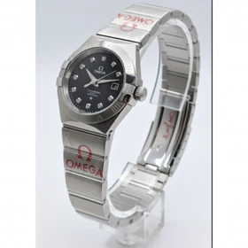 ساعت امگا زنانه نقره ای صفحه مشکی