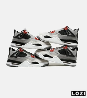 کتانی ساق‌دار بزرگ پا طوسی مشکی قرمز Nike air jordan 4