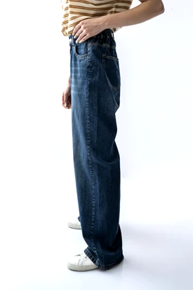 شلوار جین نیم بگ پشت کش زنانه