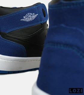 کفش کتانی مردانه و زنانه ساق‌دار مشکی آبی NIKE jordan 1