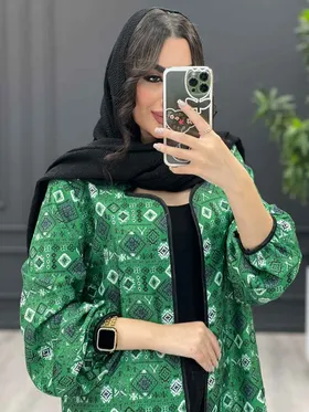 مانتو کتی طرح دار یقه هلالی