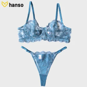 ست شورت و سوتین فنردار توری ژینا Jina آبی
