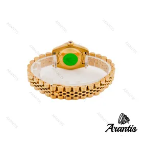 ساعت رولکس طلایی زنانه مدل دیت جاست صفحه نگین ایندکس قرمز w-3784