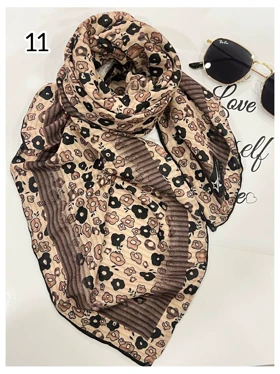 مینی اسکارف نخی موکا دست دوز 3732