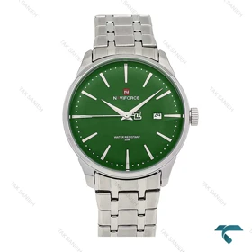 ساعت مردانه نیوی فورس NF9230 سیلور صفحه سبز NaviForce-7053-G